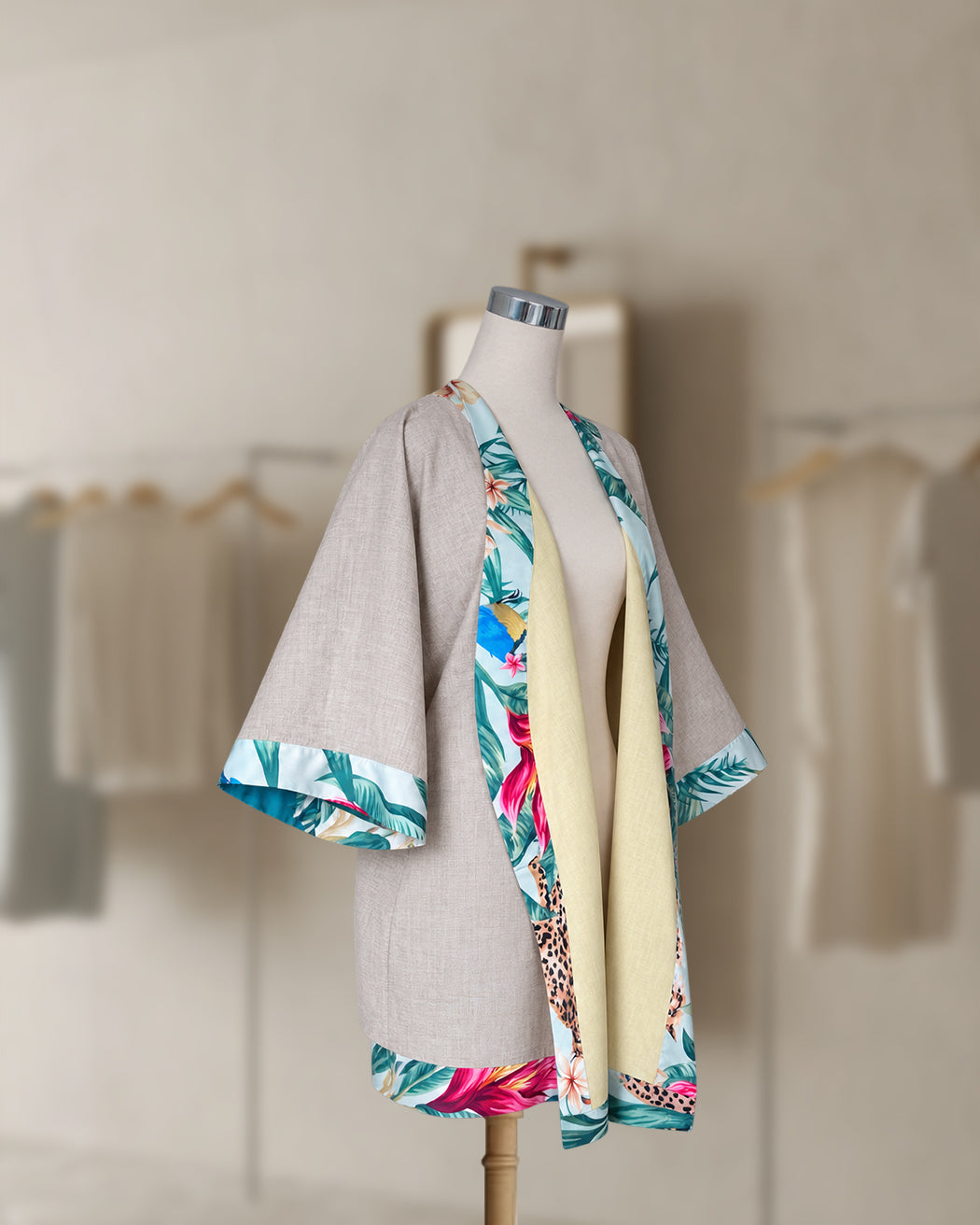 Reversible Linen Kimono